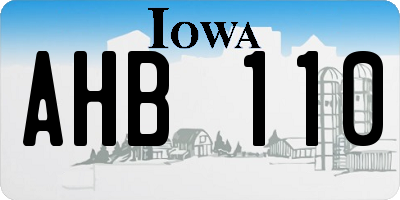 IA license plate AHB110