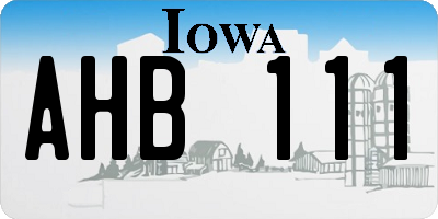 IA license plate AHB111