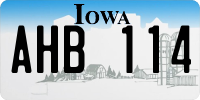 IA license plate AHB114