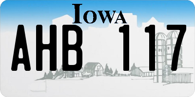 IA license plate AHB117