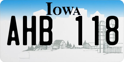 IA license plate AHB118
