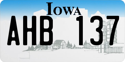IA license plate AHB137