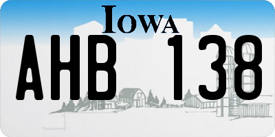 IA license plate AHB138