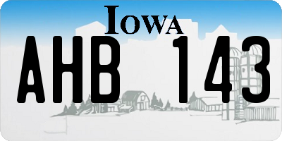 IA license plate AHB143