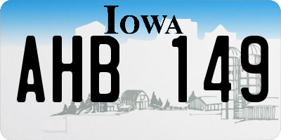 IA license plate AHB149