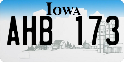 IA license plate AHB173