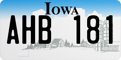 IA license plate AHB181