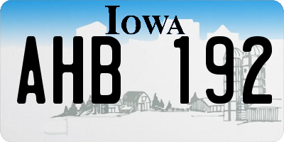 IA license plate AHB192