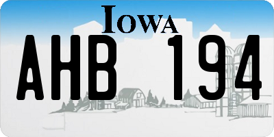 IA license plate AHB194