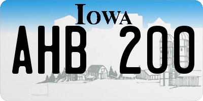 IA license plate AHB200