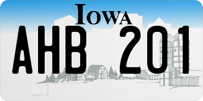 IA license plate AHB201