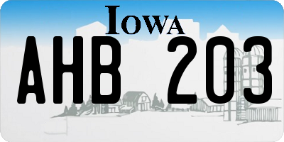 IA license plate AHB203