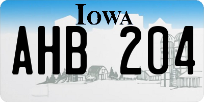IA license plate AHB204