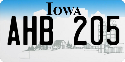 IA license plate AHB205