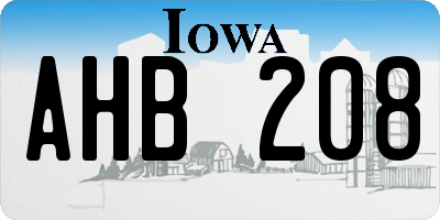 IA license plate AHB208