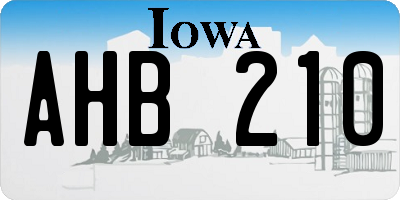 IA license plate AHB210