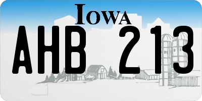 IA license plate AHB213