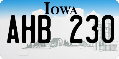 IA license plate AHB230