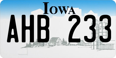 IA license plate AHB233