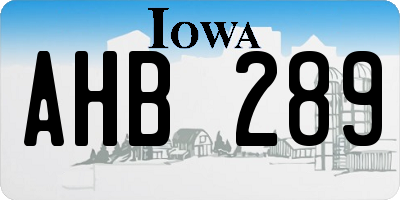 IA license plate AHB289