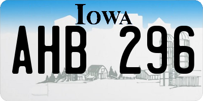 IA license plate AHB296