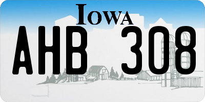 IA license plate AHB308