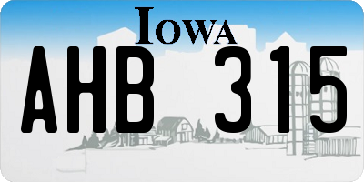 IA license plate AHB315