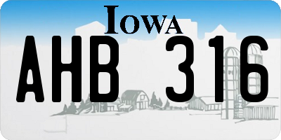 IA license plate AHB316