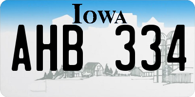 IA license plate AHB334