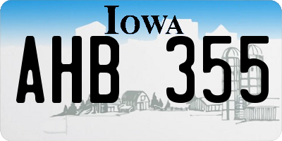 IA license plate AHB355