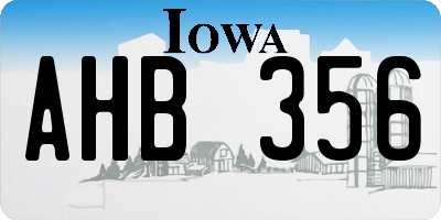 IA license plate AHB356