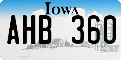 IA license plate AHB360