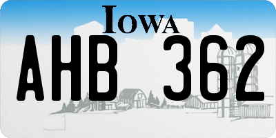 IA license plate AHB362