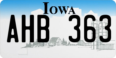 IA license plate AHB363