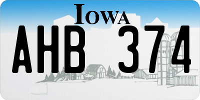 IA license plate AHB374