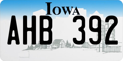 IA license plate AHB392