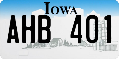 IA license plate AHB401