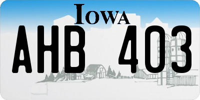 IA license plate AHB403