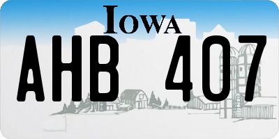 IA license plate AHB407
