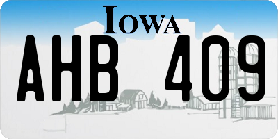 IA license plate AHB409
