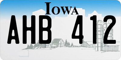 IA license plate AHB412