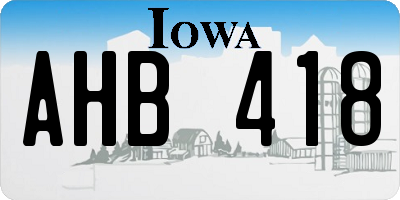 IA license plate AHB418