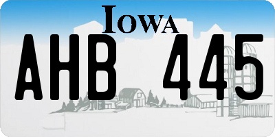 IA license plate AHB445