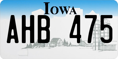 IA license plate AHB475
