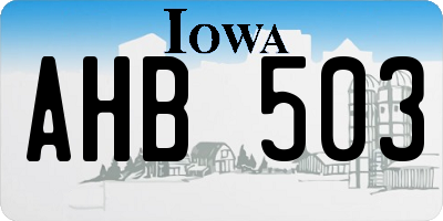 IA license plate AHB503