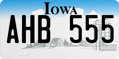 IA license plate AHB555