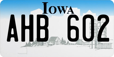 IA license plate AHB602