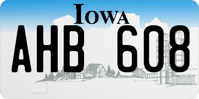 IA license plate AHB608