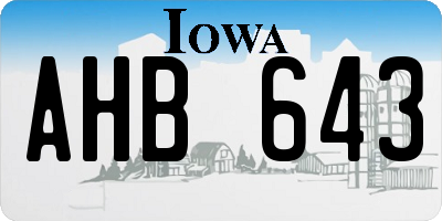 IA license plate AHB643