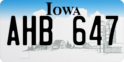 IA license plate AHB647
